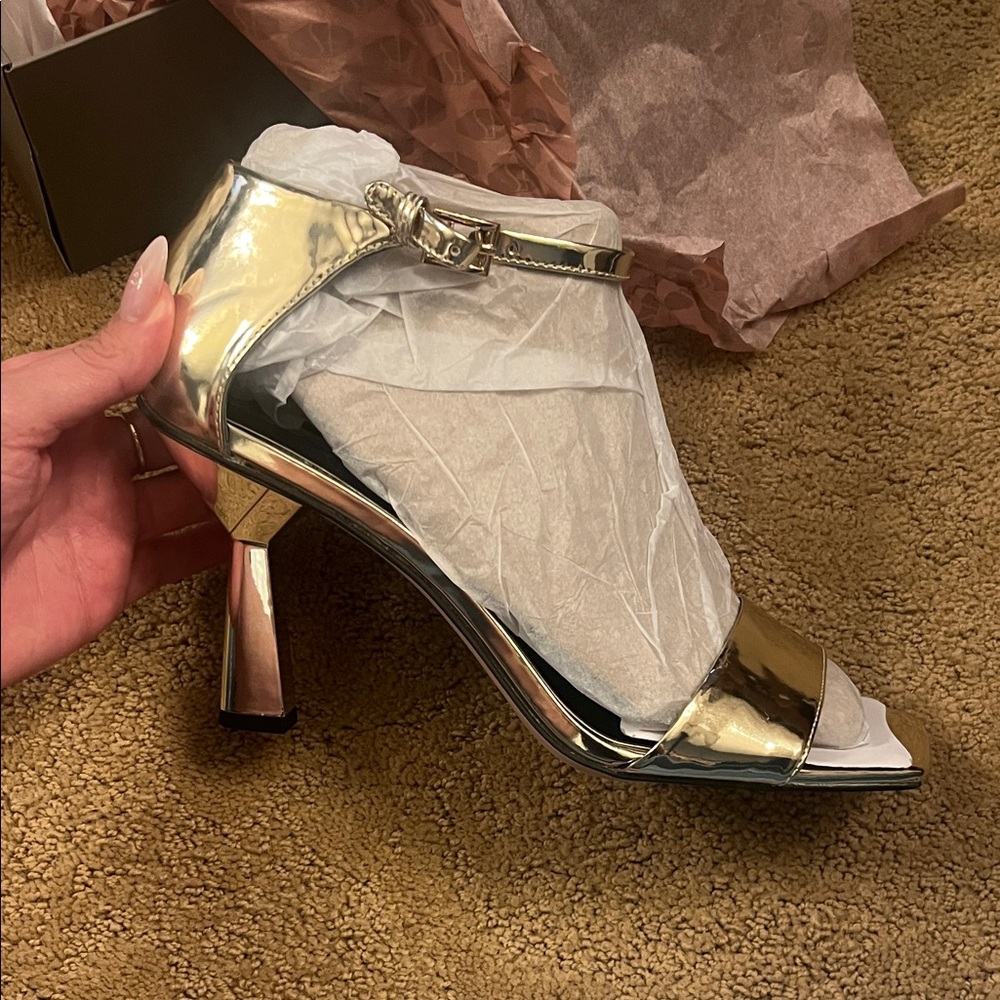 Franco sarto Gold Metallic Heeled Sandals